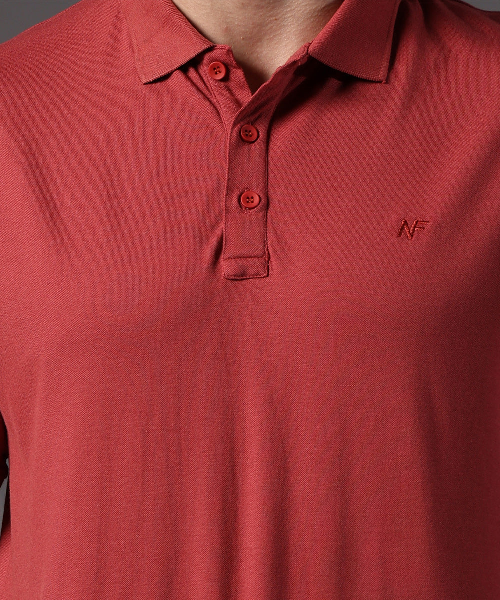 Naturefab Men’s Organic Bamboo Polo Tshirt Earth Red-5