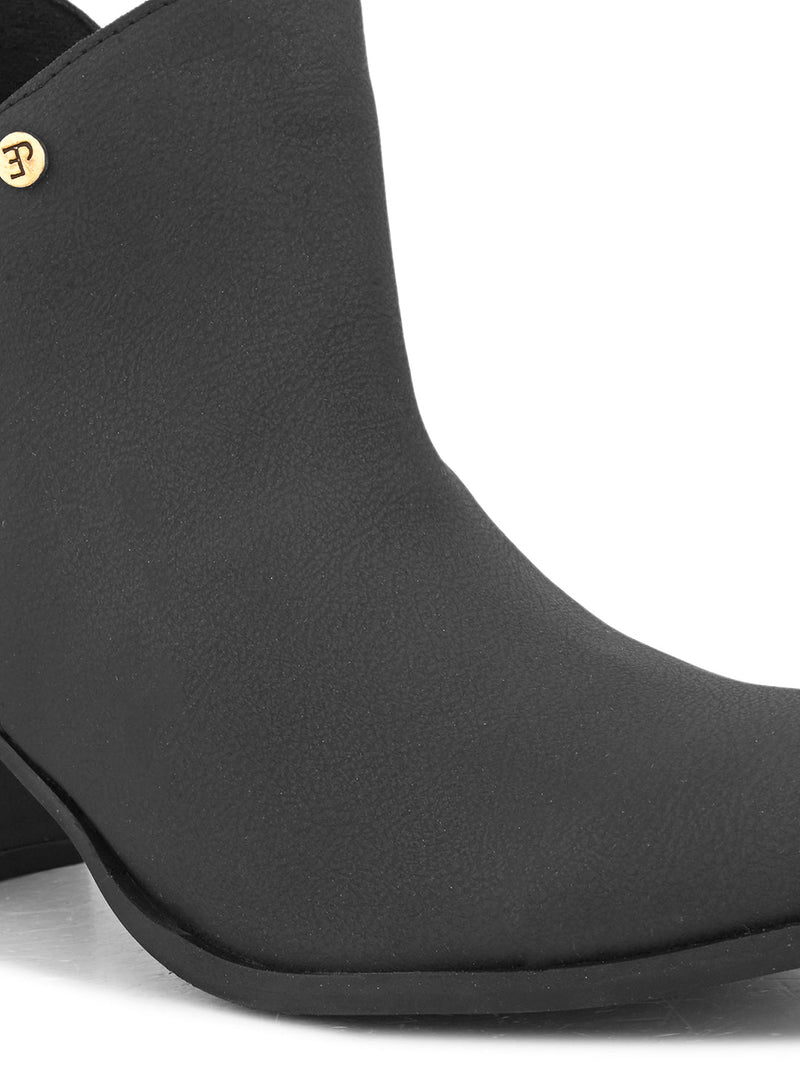 EL PASO Women Black Faux Leather Casual Chelsea Boots-5