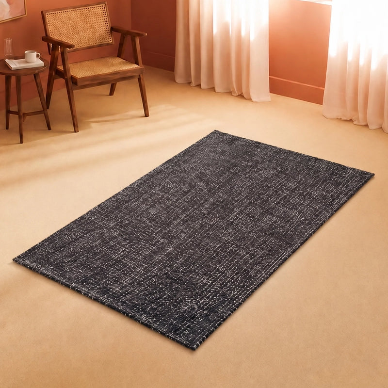 Tessitura Chromatic - Herringbone Cotton Rug (Black)-6