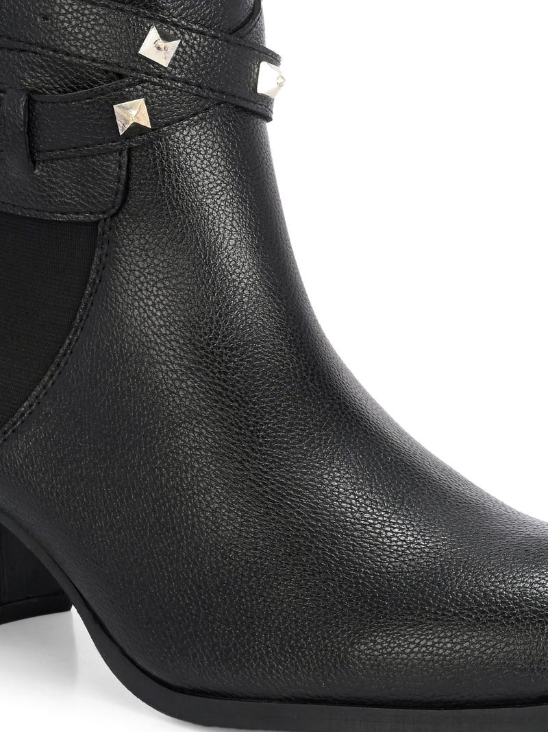 EL PASO Women Faux Leather Casual Slip On Boots-5