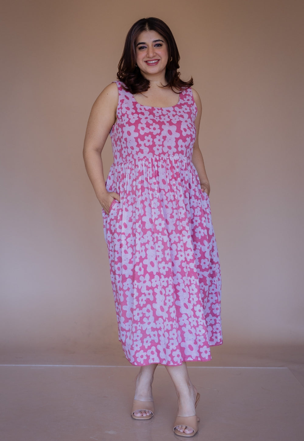 Sidra Pink Batik MulMul A Line Dress