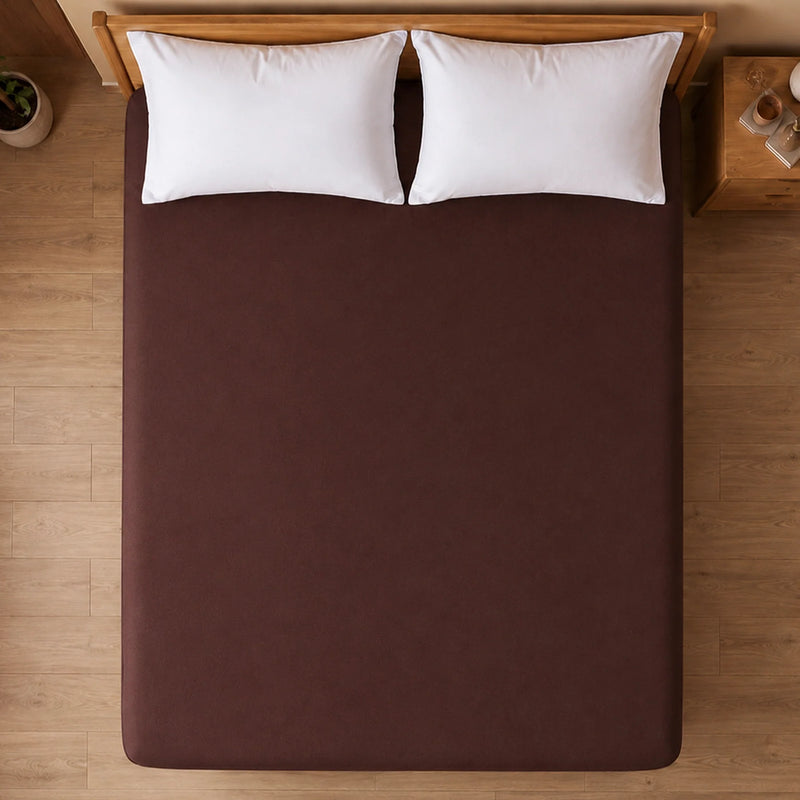 Fort - Terry Solid Mattress Protector (Brown)-5