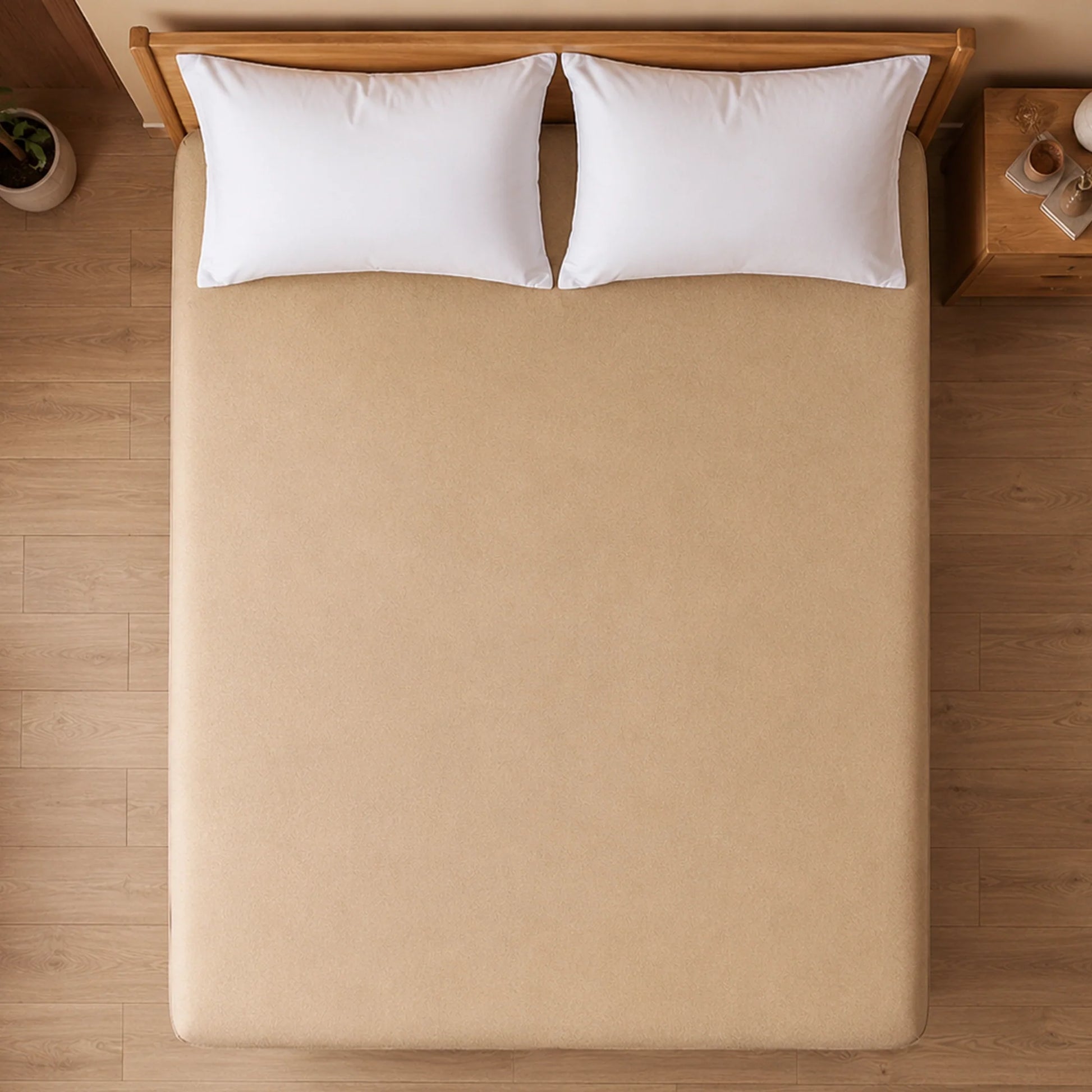 Fort - Terry Solid Mattress Protector (Beige)-5