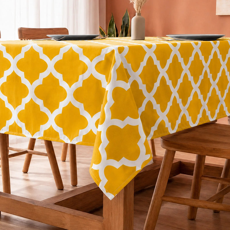 Imprimer Quatrefoil - Printed Dining Table Cover (Yellow)-5