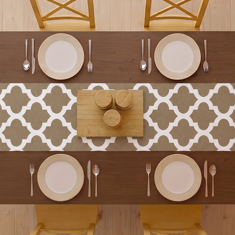 Imprimer Quatrefoil - Printed Dining Table Runner (Grey)-5