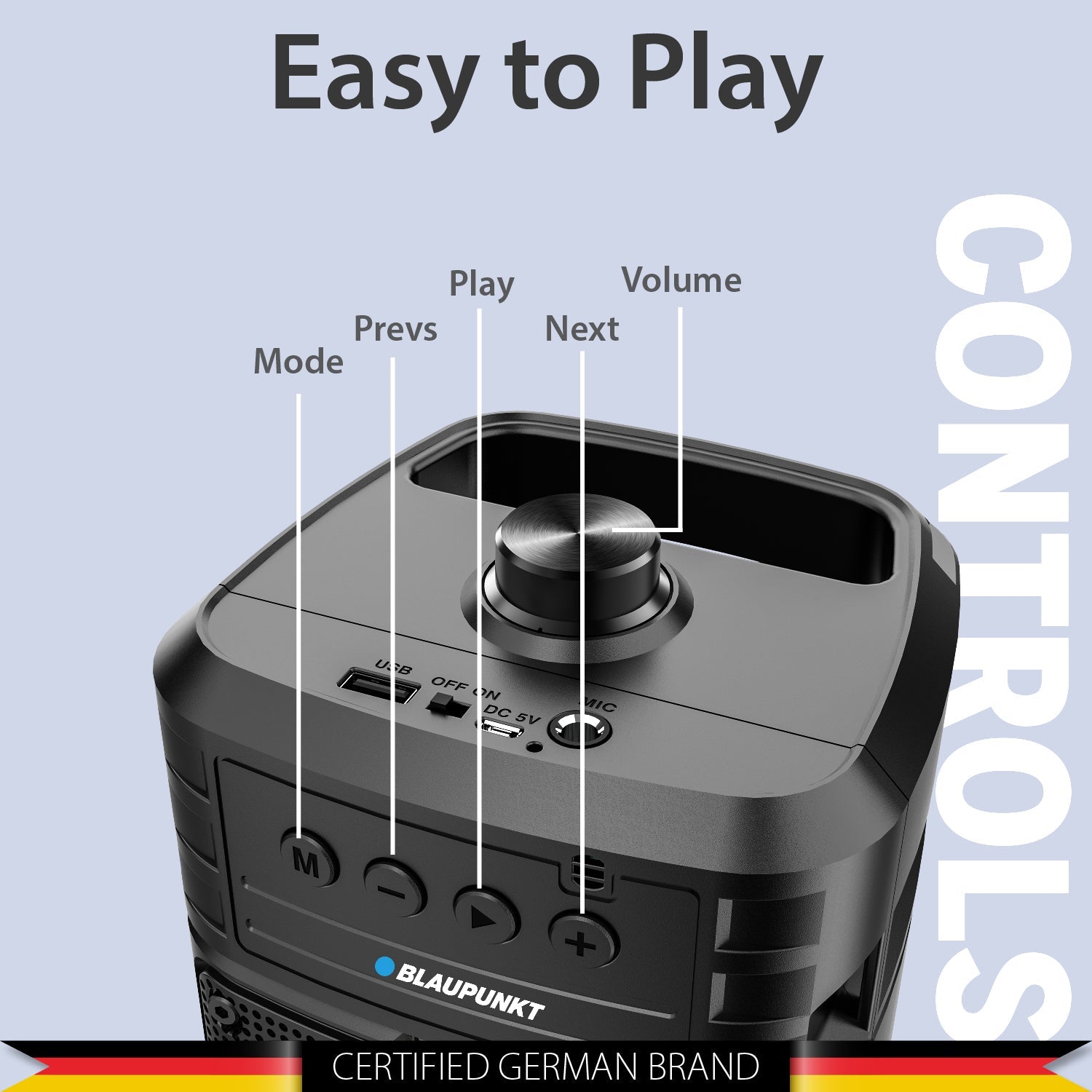 PS15 Wireless Bluetooth Party Speaker (Black)-5