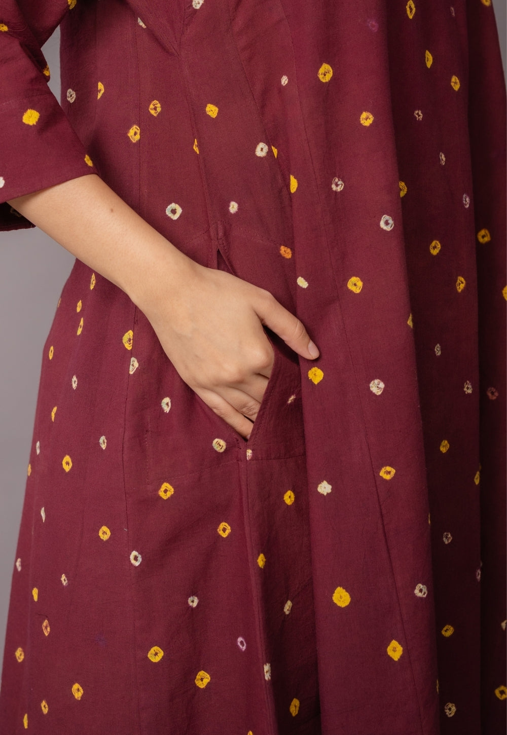 Nyra Red Bandhani Cotton Jhabbha Kali Kurta