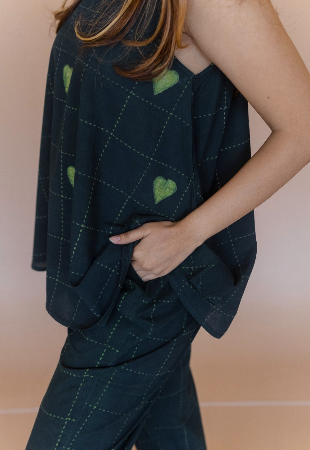 Parveen Green Dabu Cotton A Line Short Top