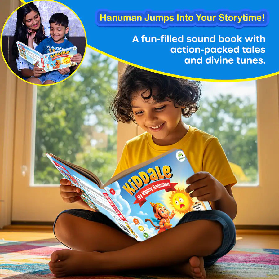 Hanuman Musical Story Book (3–15 Yrs) | Hindi & English Audio | Stories + Shlokas + Chalisa | Teach Courage, Devotion & Sanskar to Kids