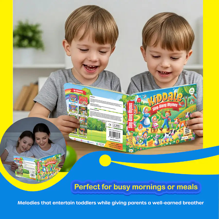 Kiddale Touch & Play Nursery Rhymes Sound Book ✨ | 28 Buttons, 10 Beloved Rhymes like Wheels on the Bus & ABC Song