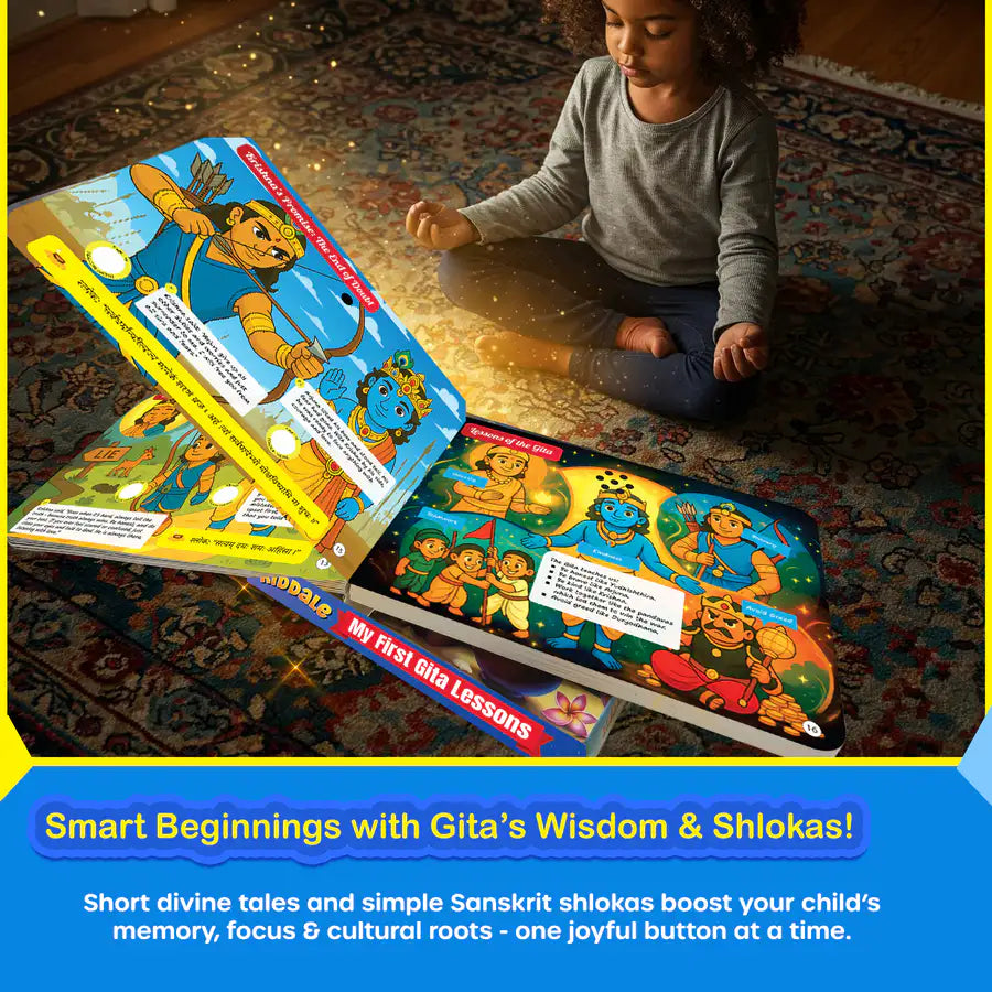 Gita Musical Story Book (3–15 Yrs) | Hindi & English Audio | Gita Shlokas + Easy Meaning+Life Lessons | Teach Dharma, Karma & Values to Kids