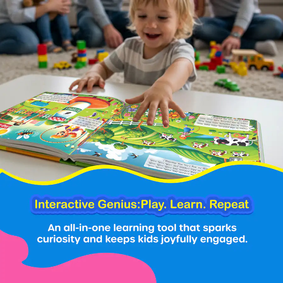 Kiddale Touch & Play Nursery Rhymes Sound Book ✨ | 28 Buttons, 10 Beloved Rhymes like Wheels on the Bus & ABC Song