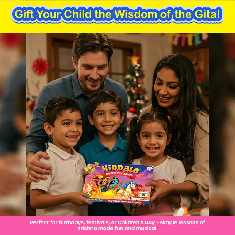 Gita Musical Story Book (3–15 Yrs) | Hindi & English Audio | Gita Shlokas + Easy Meaning+Life Lessons | Teach Dharma, Karma & Values to Kids