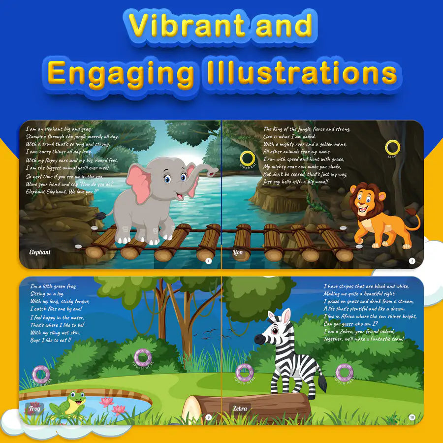 Kiddale – Touch & Hear the Jungle Book | 28 Sound Buttons: 16 Wild Rhymes + 12 Real Animal Calls