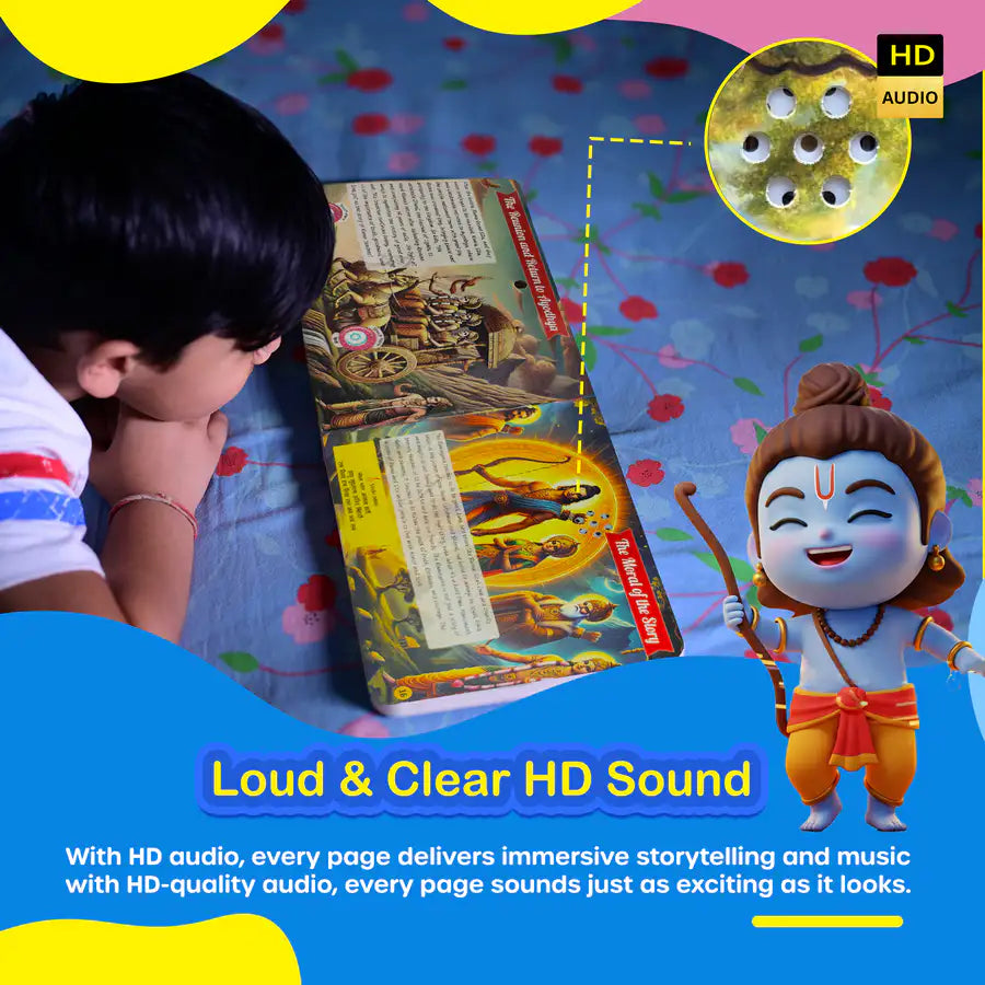 Ramayan Musical Story Book (3–12 Yrs) | Hindi & English Audio | Musical Story+ Shlok+Mantra for Kids| Teach Sanskar & Values to Kids
