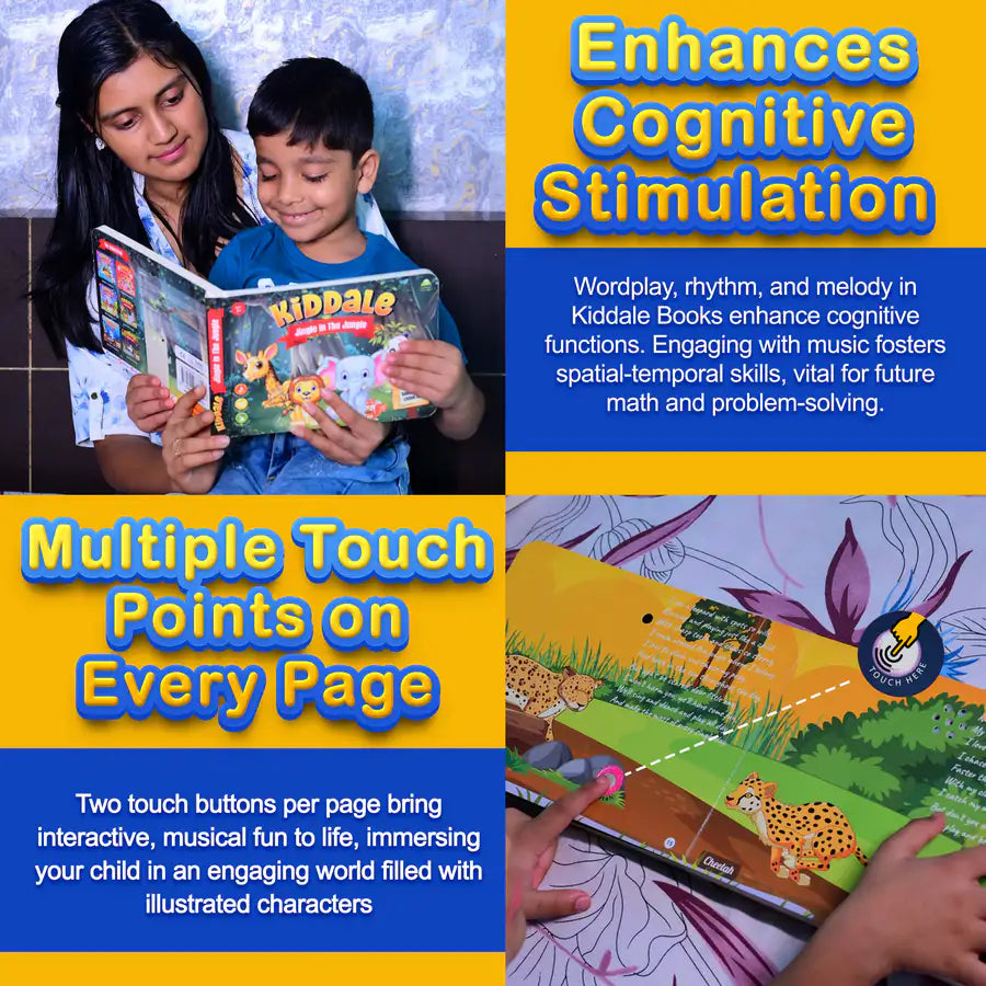 Kiddale – Touch & Hear the Jungle Book | 28 Sound Buttons: 16 Wild Rhymes + 12 Real Animal Calls