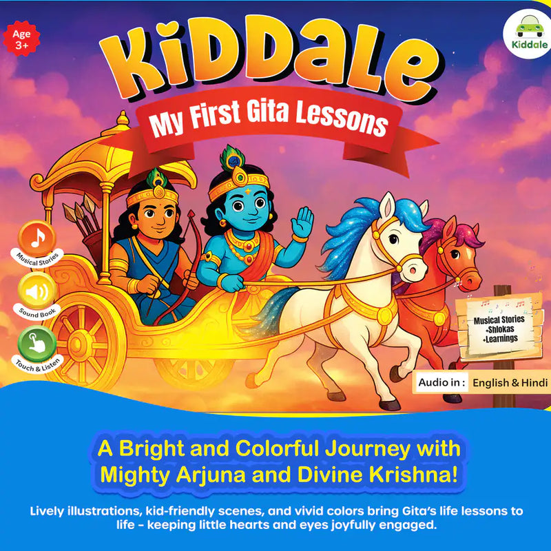 Gita Musical Story Book (3–15 Yrs) | Hindi & English Audio | Gita Shlokas + Easy Meaning+Life Lessons | Teach Dharma, Karma & Values to Kids