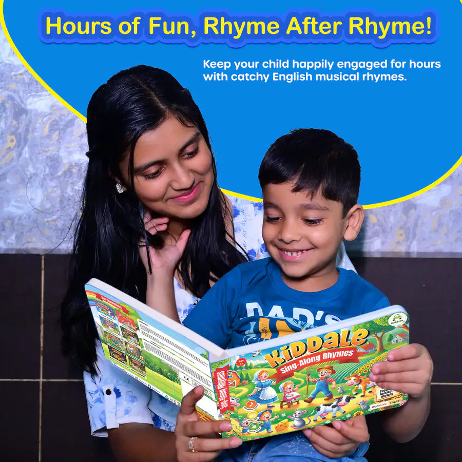 Kiddale Touch & Play Nursery Rhymes Sound Book ✨ | 28 Buttons, 10 Beloved Rhymes like Wheels on the Bus & ABC Song