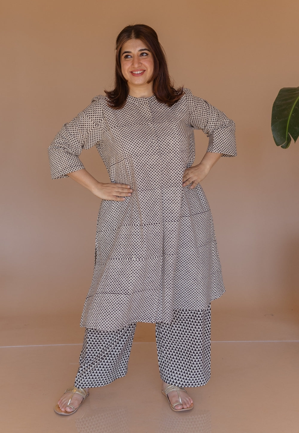 Ayaat Off White Bagru Cotton Anti-Fit Kurta