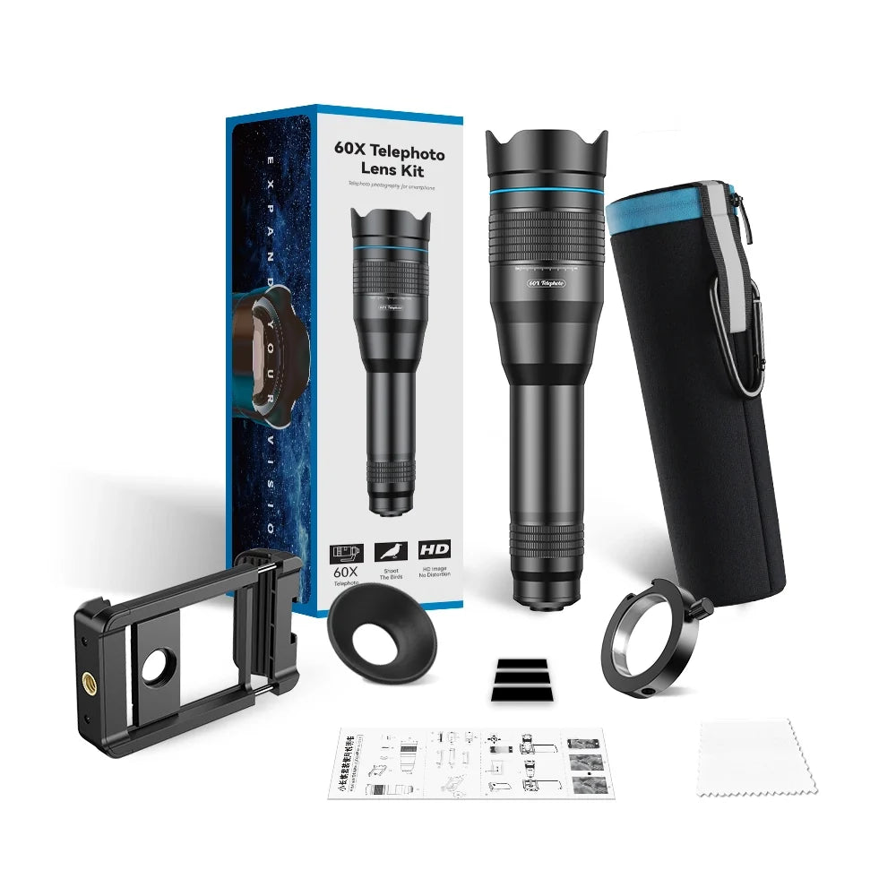 [NEW] Apexel 4K 60X Hyper Zoom Mobile lens with Universal Mobile Holder Best Lenses engnew36 engnew60 Zoom - APEXEL INDIA - Mobile Lens - Mobile Camera Lens - Cellphone Accessories - Phone Lens - Smartphone Lens