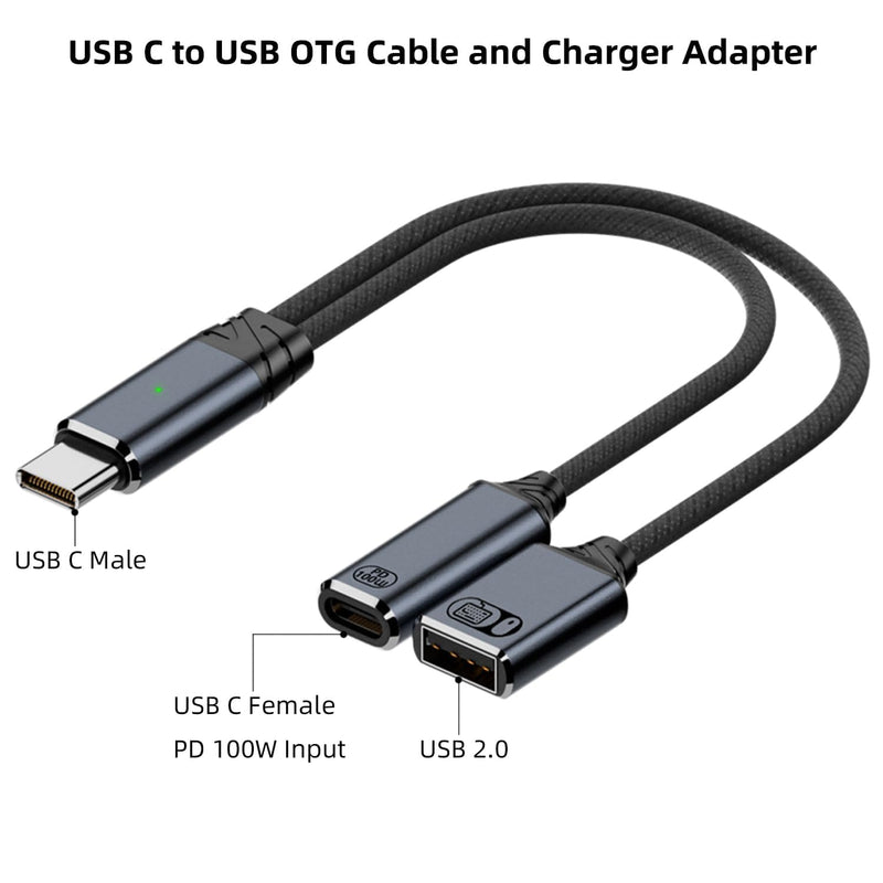 WISTAR WISTAR USB C to USB OTG Cable and Charger Adapter, 2-in-1 USB-C Splitter with 100W Fast Charging for iPhone 16/15 Series, iPad, MacBook, Galaxy S24/S23 and More-Grey No for Power and Video Output - image 6