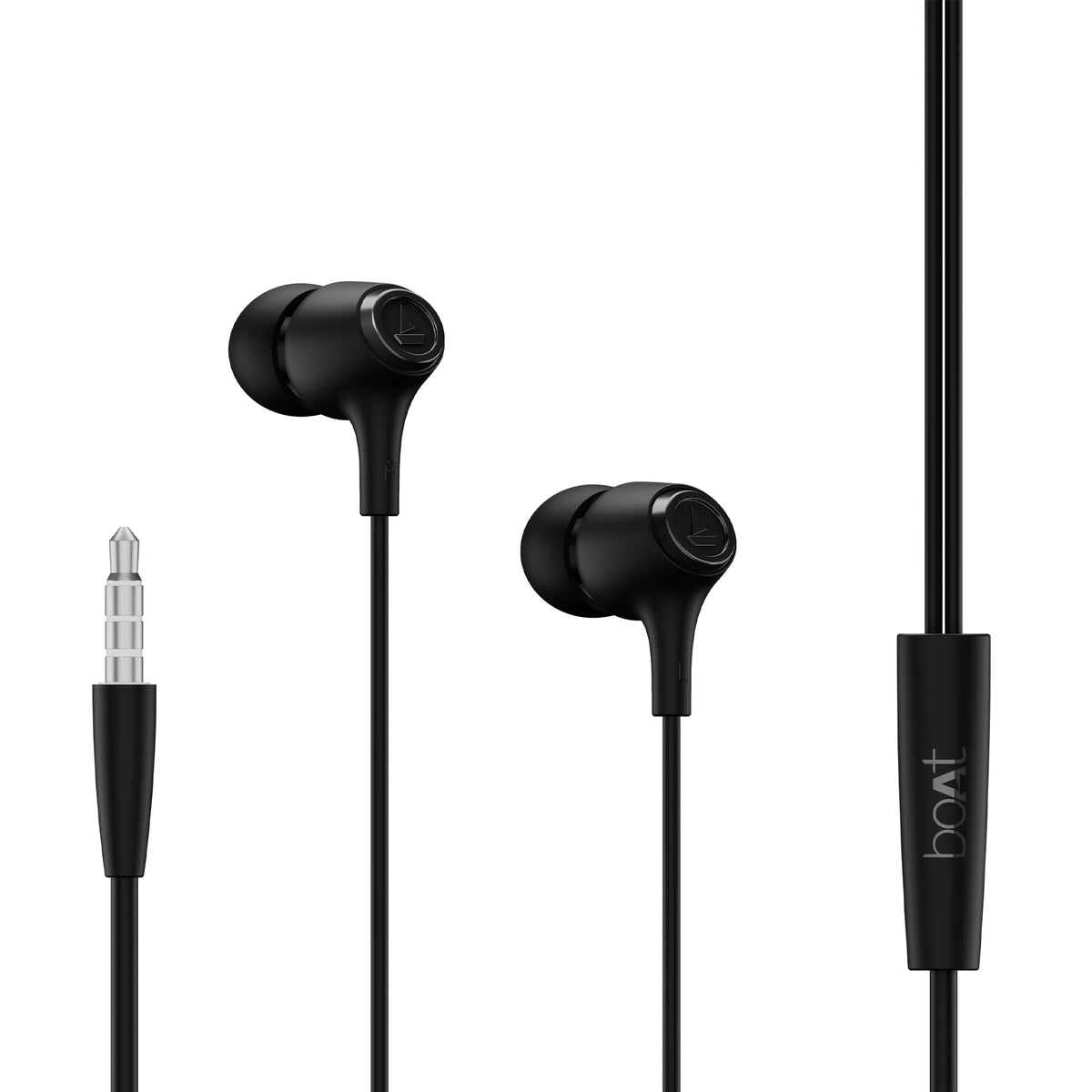 boAt boAt Bassheads 95 Wired in Ear Phones,10Mm Drivers,Signature Sound,in-Line Microphone,Integrated Controls,Snug Fit,Lightweight,Voice Assistant,120Cm Cable & 3.5mm Jack (Active Black) - main image