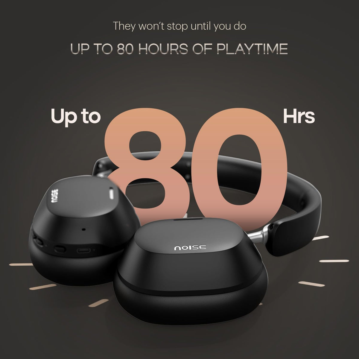 Noise Noise Airwave Max 5 Wireless Over-Ear Headphones with Adaptive Hybrid ANC (up to 50dB), HFA Tech, 80H Playtime, Dual Pairing(Carbon Black) Carbon Black - Airwave Max 5 - image 6