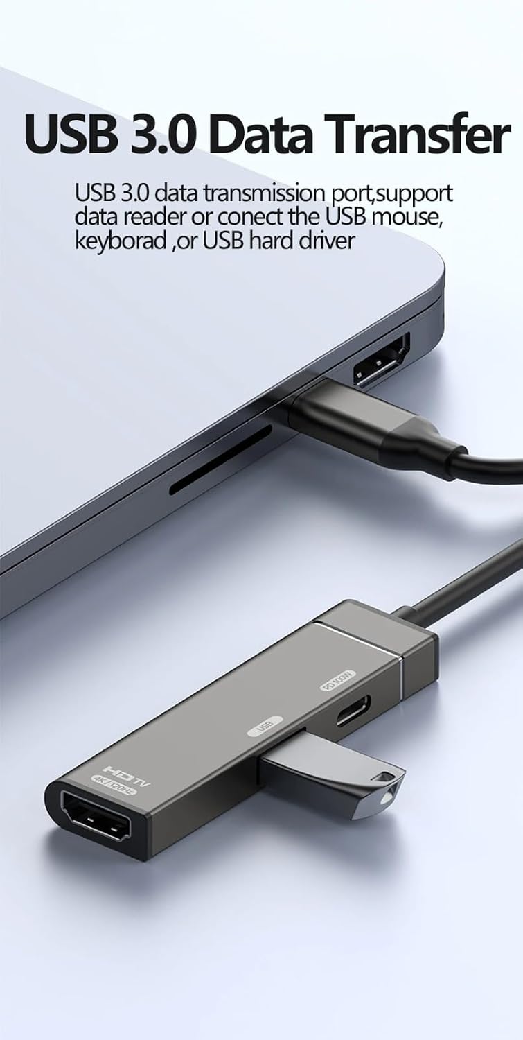 WISTAR WISTAR 3 in 1 USB C Hub Type-c to 4K 120HZ HDMI-Compatible USB3.0 Data 100W PD Type-c Charging Adapter USB-C Docking Station - image 8