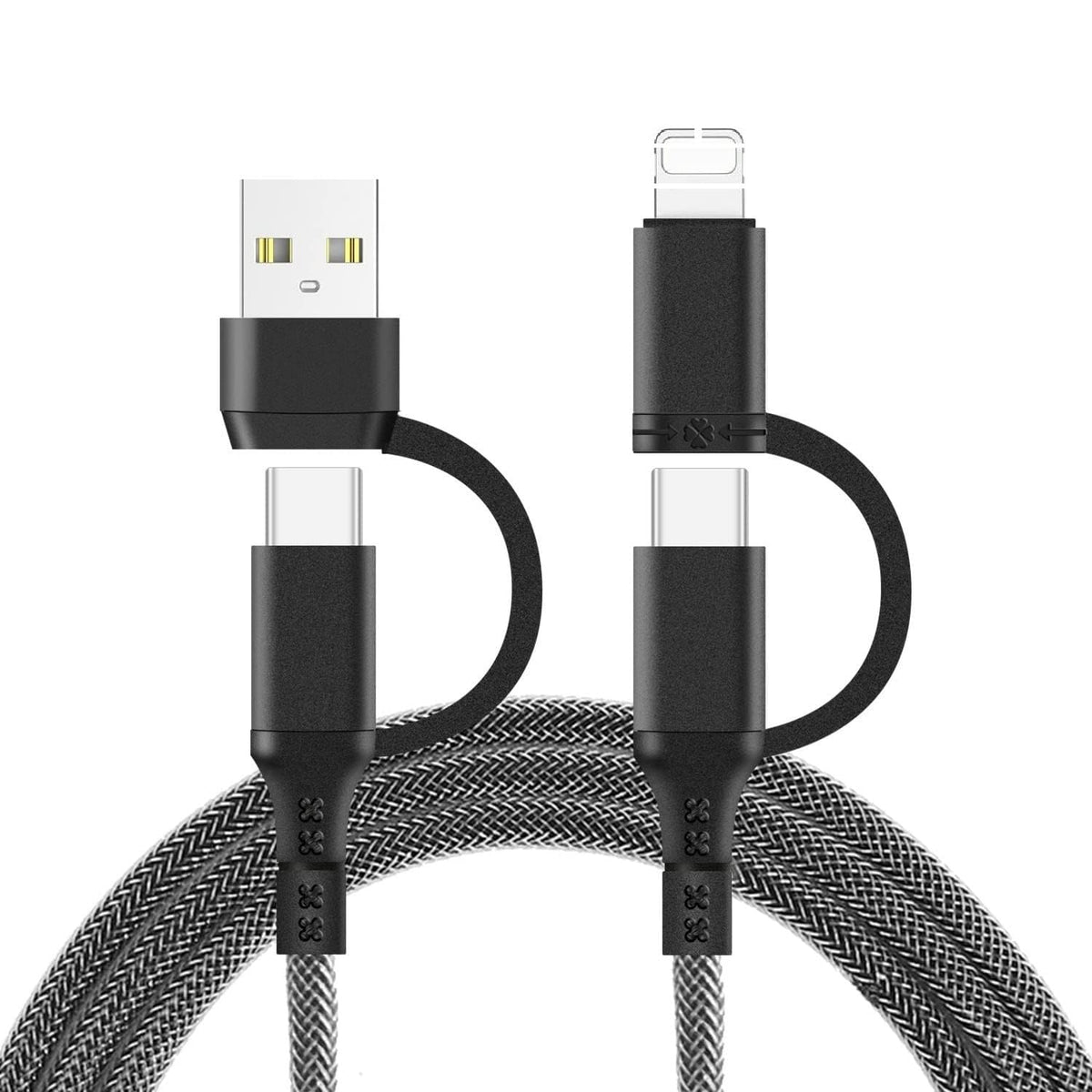 WISTAR WISTAR USB C Multi Fast Charging Cable PD 60W Nylon Braided Ultra-Durable Fast Charge Cord 4-in-1 3A USB/C to Type C/L-Phone Fast Sync Charger Adapter Compatible with Laptop/Tablet/Phone - image 1