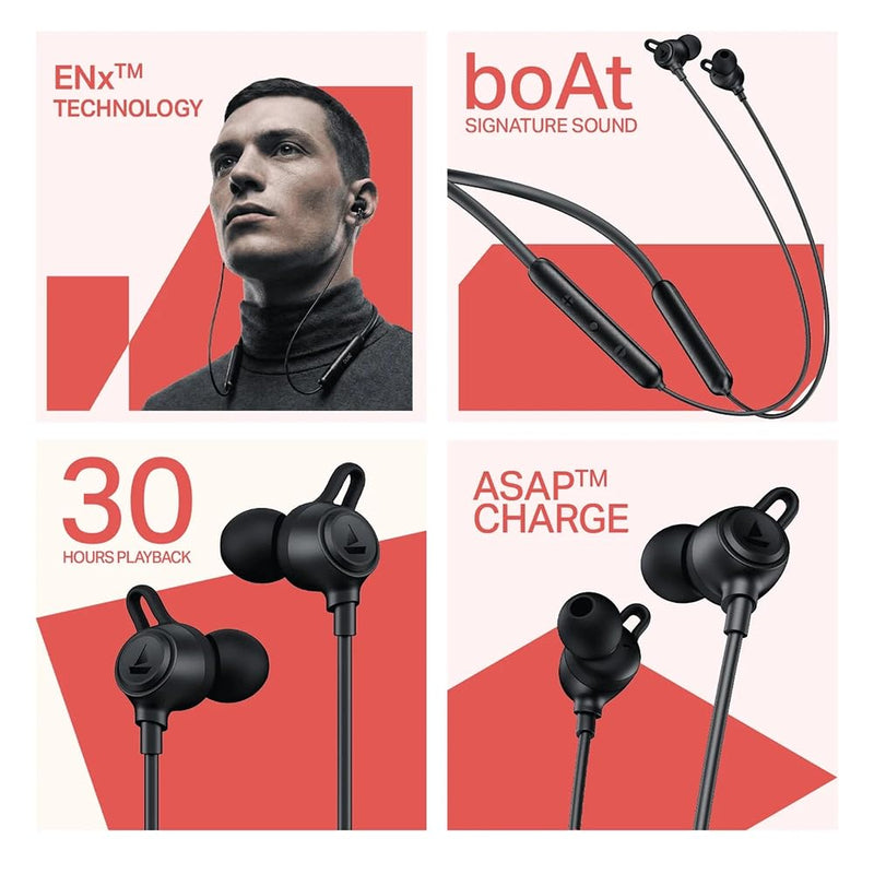 boAt Rockerz Bold Wireless Neckband with 30H Playback, 10mm Drivers, ENx™ Clear Calls & Beast™ Mode (60ms Low Latency) (Onyx Black)