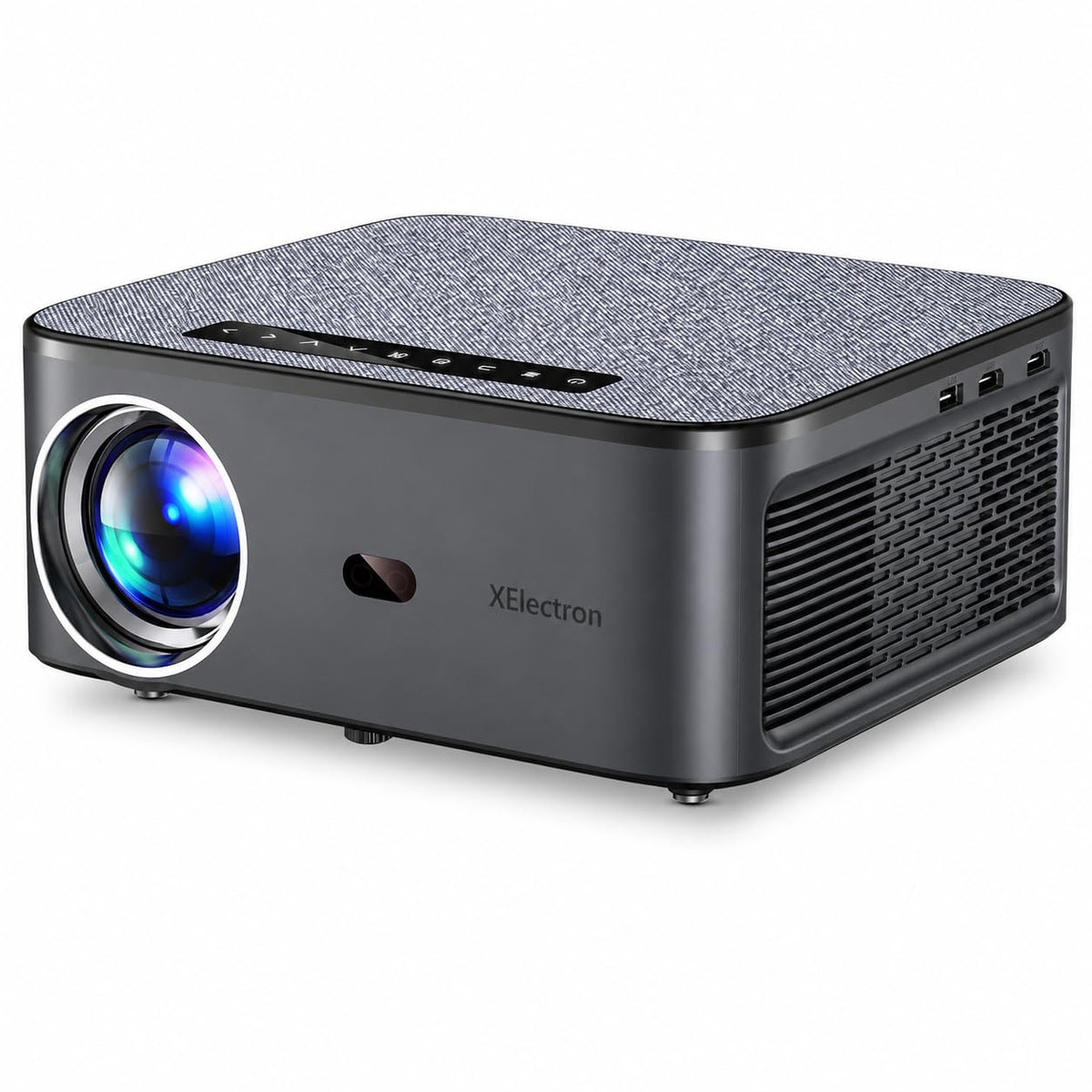 XElectron iProjector 1 Plus Smart Projector with Electric Focus & Auto Keystone | Native 1080P Full HD, 4K Support, Android 12, WiFi 6, Bluetooth 5.4, HDMI ARC, 20000 Lumens, 2GB+32GB, Home & Office