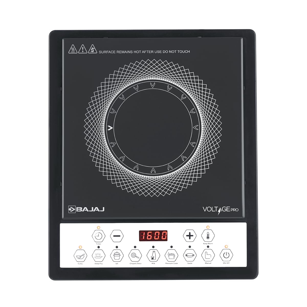Bajaj Bajaj ICX 160TS Neo Induction Stove | 1600 Watts | 9 Pre-Set Menus | Digital Display | Keep Warm Function | Variable Time, Power & Temperature Selection | 1 Yr Warranty 【Black】 - image 1