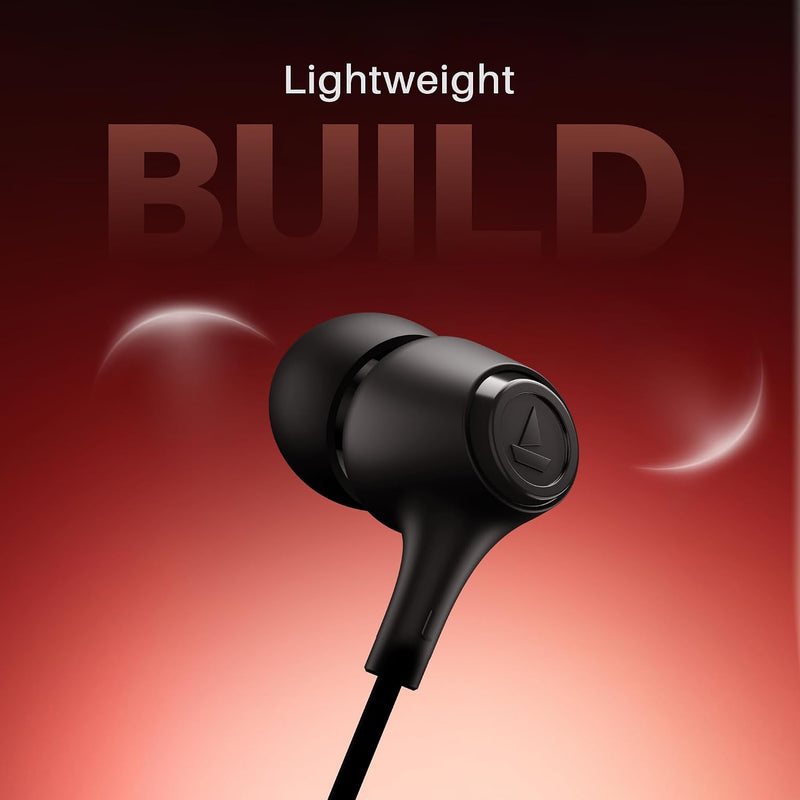 boAt Bassheads 95 Wired in Ear Phones,10Mm Drivers,Signature Sound,in-Line Microphone,Integrated Controls,Snug Fit,Lightweight,Voice Assistant,120Cm Cable & 3.5mm Jack (Active Black)