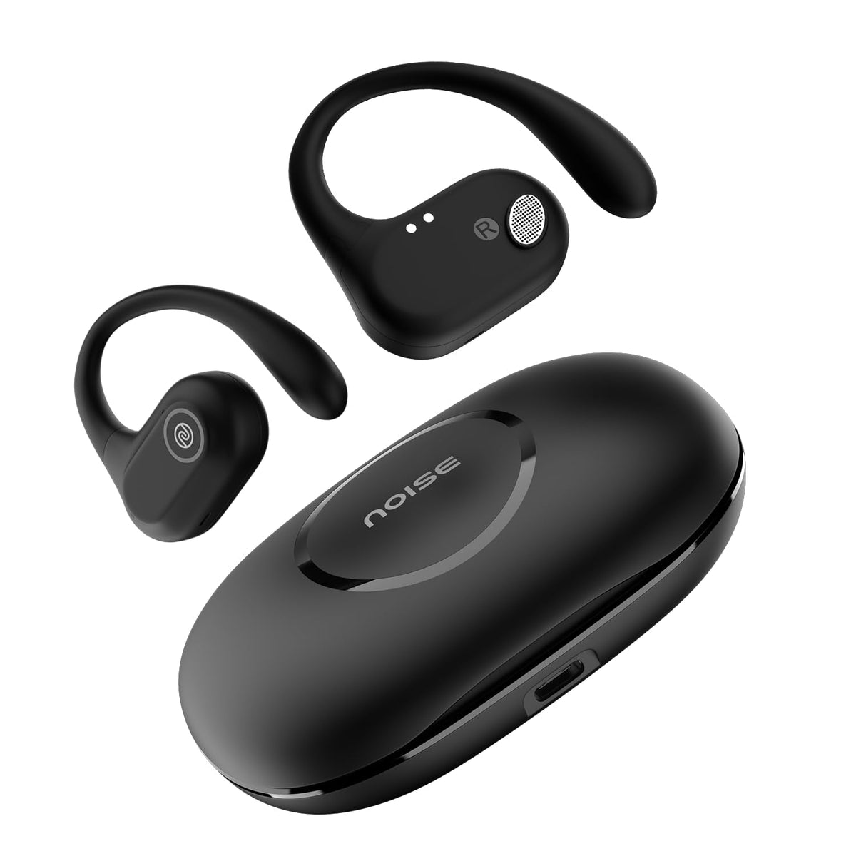 Noise Noise Pure Pods Wireless Open Ear Earbuds with AirWave™ Technology,Up-to 80H Playtime,Quad Mic with ENC,16mm Neodymium Dynamic Driver,Detachable Pure Band,BTv5.3 (Power Black) - image 1