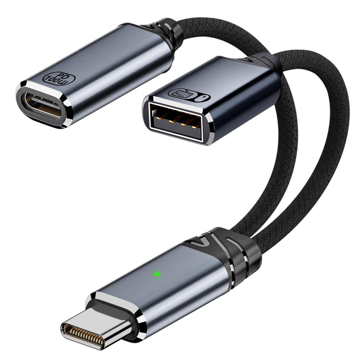 WISTAR WISTAR USB C to USB OTG Cable and Charger Adapter, 2-in-1 USB-C Splitter with 100W Fast Charging for iPhone 16/15 Series, iPad, MacBook, Galaxy S24/S23 and More-Grey No for Power and Video Output - image 1