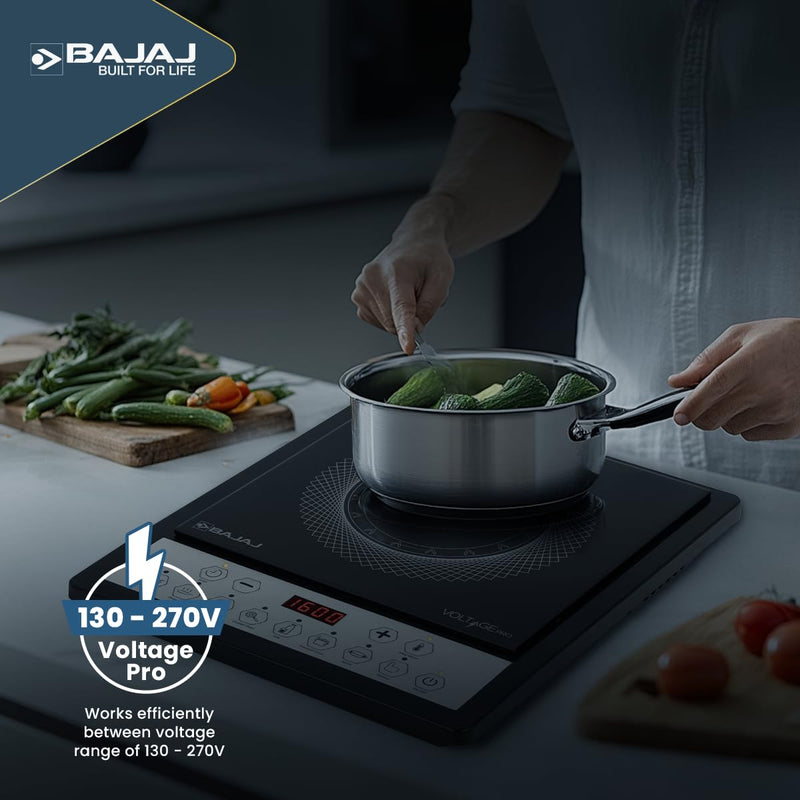 Bajaj Bajaj ICX 160TS Neo Induction Stove | 1600 Watts | 9 Pre-Set Menus | Digital Display | Keep Warm Function | Variable Time, Power & Temperature Selection | 1 Yr Warranty 【Black】 - image 4