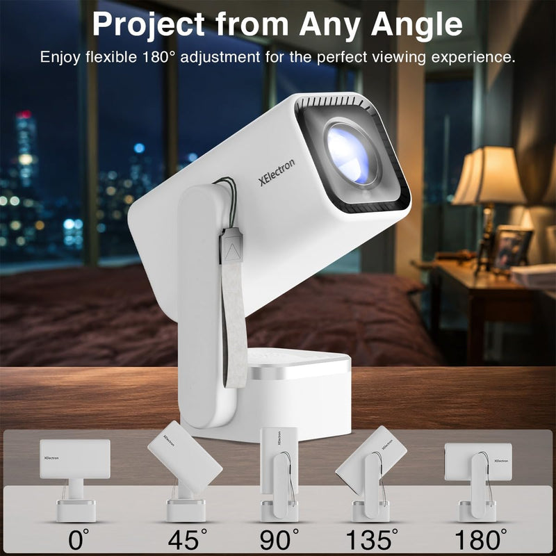 XElectron Techno Android 14 Smart Home Theater Movie HD Projector, 1080P & 4K Support, Inbuilt Speaker, Rotatable, Electric Focus, Auto & 4D Keystone with Built-in Apps, WiFi & BT, Screen Mirroring
