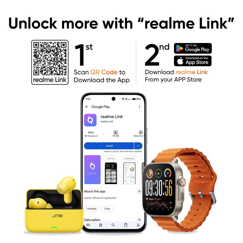realme realme Buds T500 Pro TWS Earbuds with 12.4mm Drivers, Upto 50dB ANC,3D Spatial Audio, 56H Playtime, AI ENC, IP55 Rating, and 45ms Low Latency BT 6.1 (Lemon Cola) - image 13