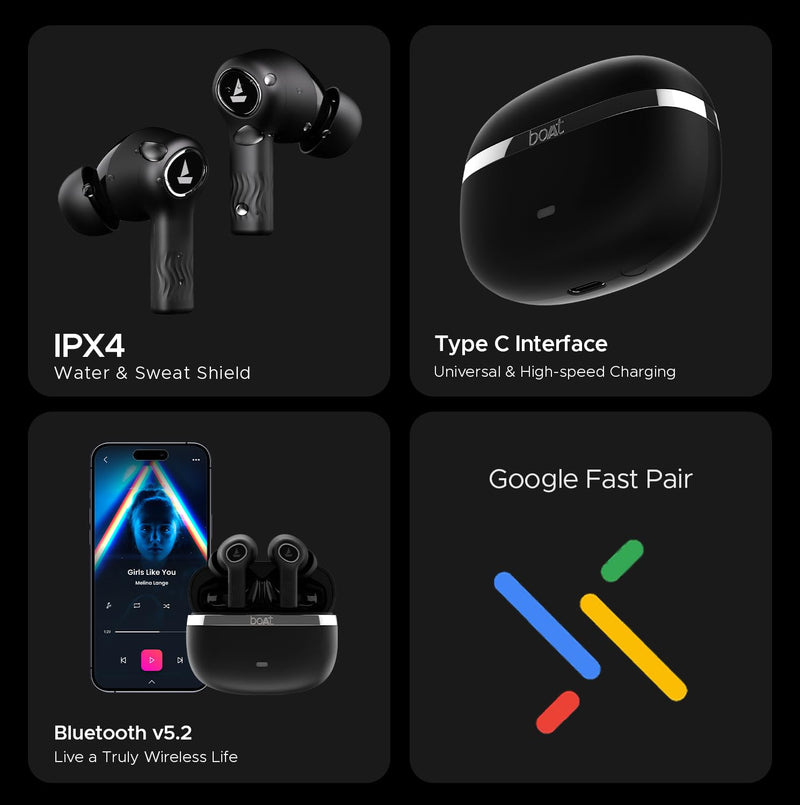 boAt boAt Nirvana Ion, 120HRS Battery, Crystal Bionic Sound w/Dual EQ Modes, 4Mics ENx, App Support, Low Latency, IPX4, v.5.2 Bluetooth Earbuds, TWS Ear Buds Wireless Earphones with mic (Charcoal Black) Charcoal Black 120 Hrs - image 8