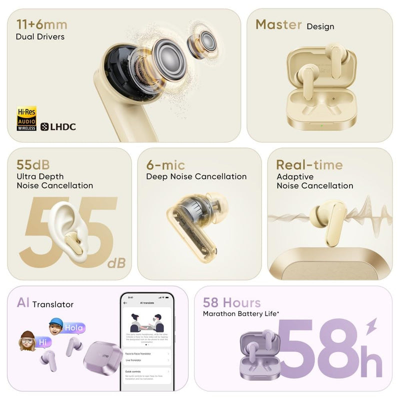 realme realme Buds Air 8,11mm+6mm Dual Dynamic Bass Drivers,58Hrs Playtime, 55dB ANC,6 Mic ENC, 45ms Low Latency, 360° Spatial Audio, Hi-Res LHDC, IP55 Dust & Water Resistant, BT V5.4 (Master Grey) - image 10