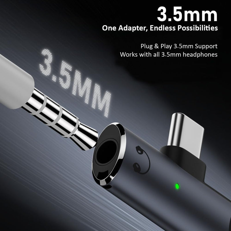 WISTAR WISTAR USB-C to 3.5mm Headphone & Charger Adapter – 2-in-1 Type-C Audio Dongle with Hi-Res DAC & Fast Charging – Compatible for iPhone 16/15, Galaxy S25/S24, Pixel, iPad - Grey - image 2