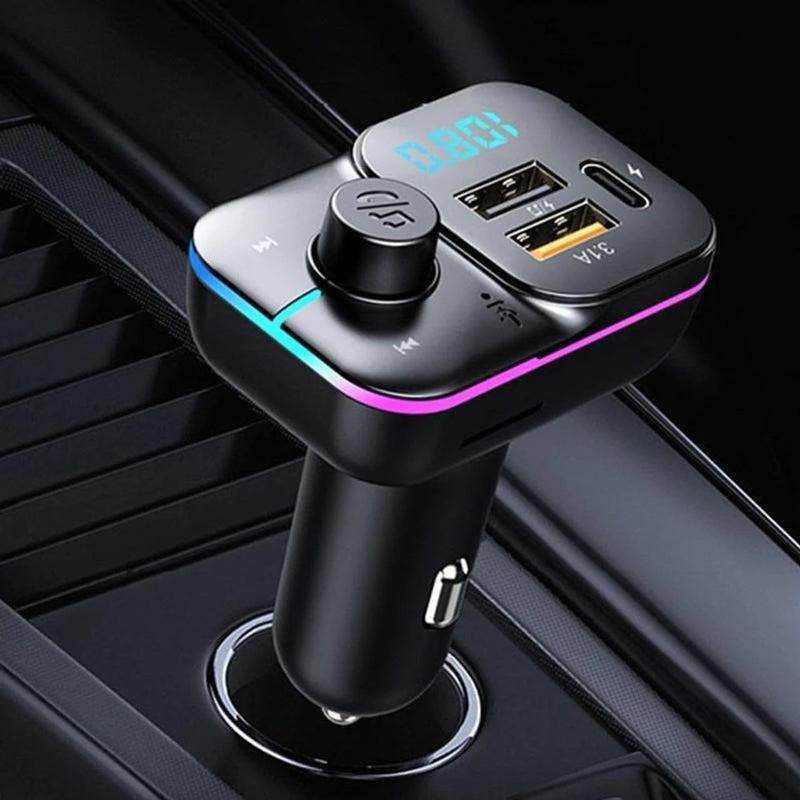 WISTAR FM Transmitter Bluetooth Car Fast Charger Adapter, Bluetooth 5.3 Car Adapter, QC3.1 & Type-C USB Car Charger Ports, Hands-Free Calling, Display TF Card USB Music Player (Black) - image 7
