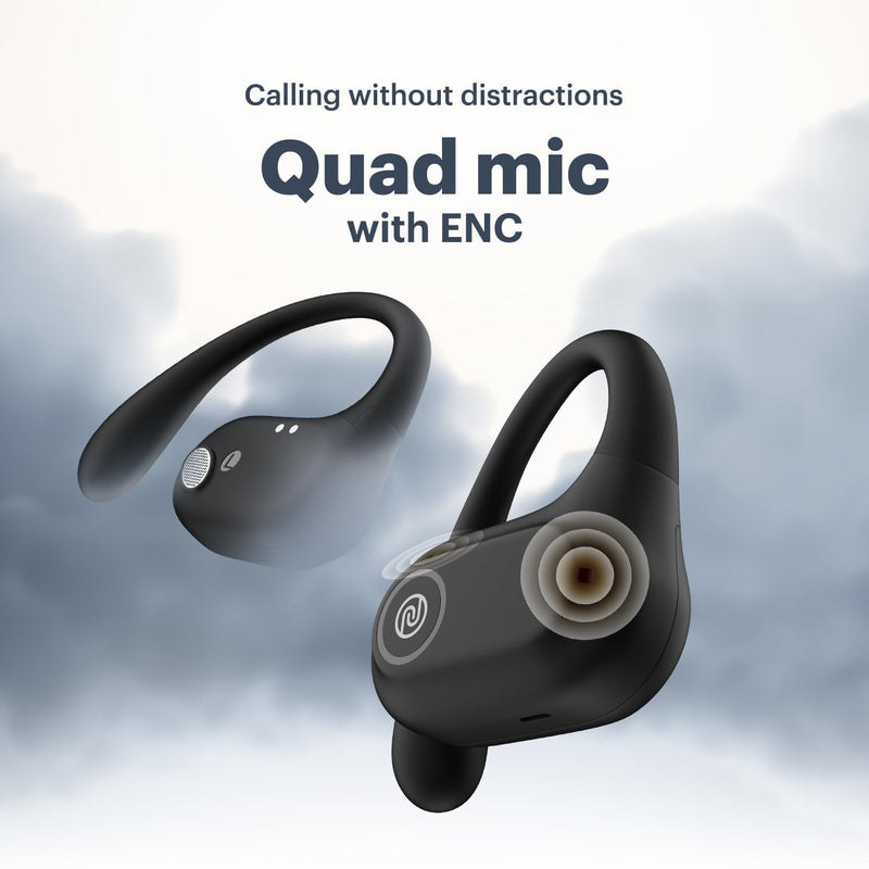 Noise Noise Pure Pods Wireless Open Ear Earbuds with AirWave™ Technology,Up-to 80H Playtime,Quad Mic with ENC,16mm Neodymium Dynamic Driver,Detachable Pure Band,BTv5.3 (Power Black) - image 6