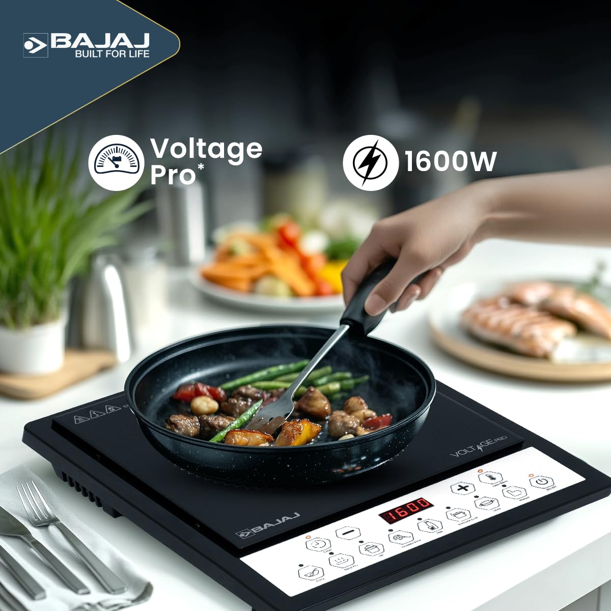 Bajaj Bajaj ICX 160TS Neo Induction Stove | 1600 Watts | 9 Pre-Set Menus | Digital Display | Keep Warm Function | Variable Time, Power & Temperature Selection | 1 Yr Warranty 【Black】 - image 3