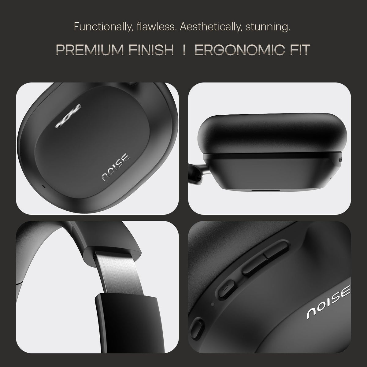 Noise Noise Airwave Max 5 Wireless Over-Ear Headphones with Adaptive Hybrid ANC (up to 50dB), HFA Tech, 80H Playtime, Dual Pairing(Carbon Black) Carbon Black - Airwave Max 5 - image 8