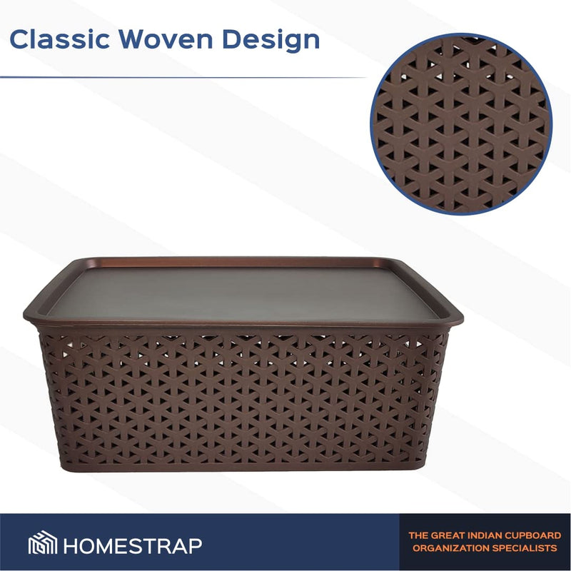 Set Of 3, Plastic Storage Organizers | Baskets With Lid