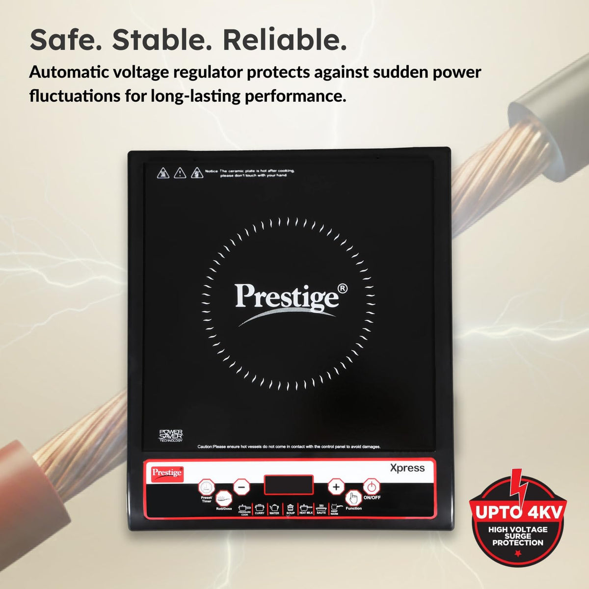 Prestige Prestige Xpress 1200W Induction Cooktop with Ceramic Plates, Black - image 6