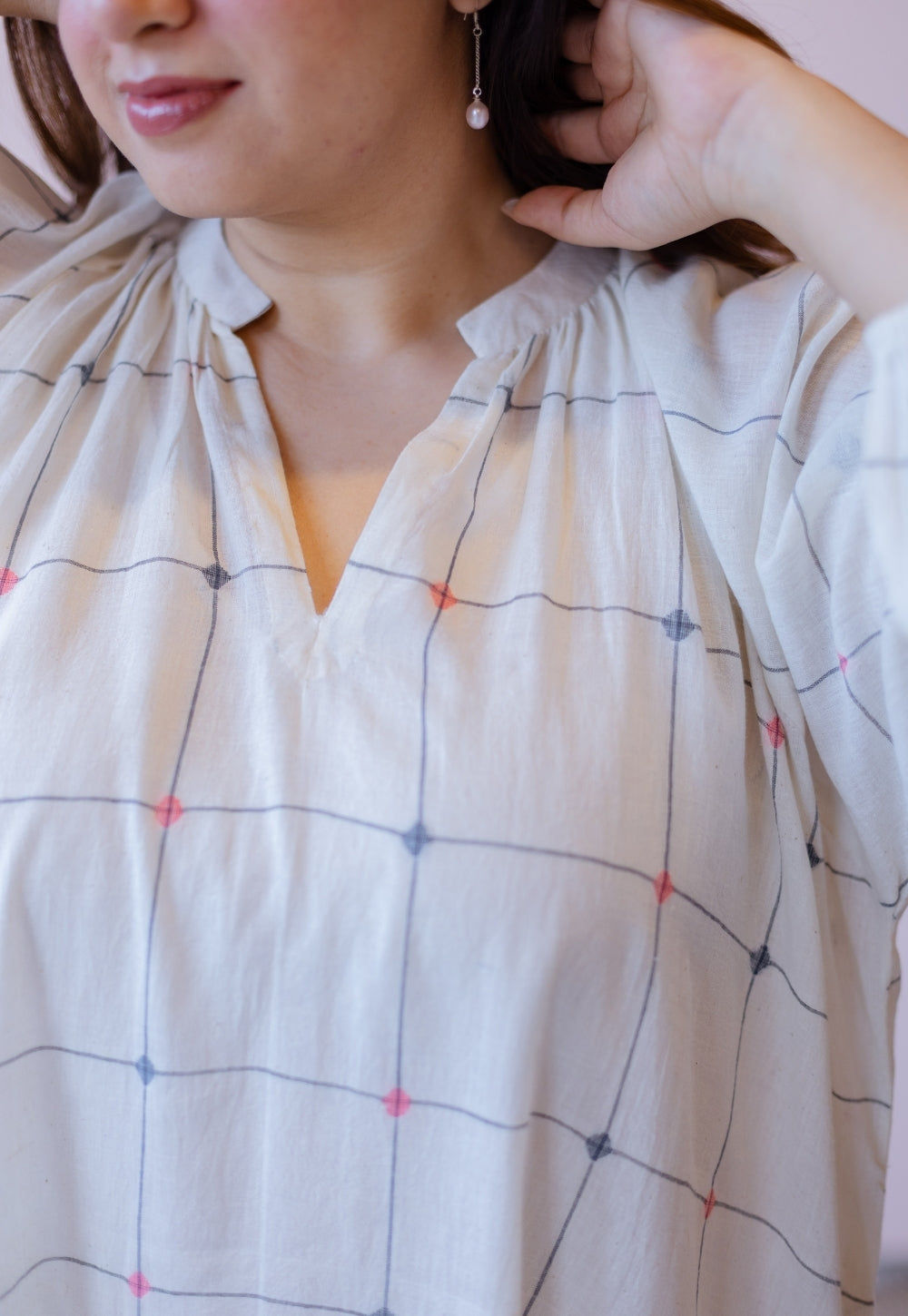 Eva Off White Jamdani Handloom Cotton Anti-Fit Dress