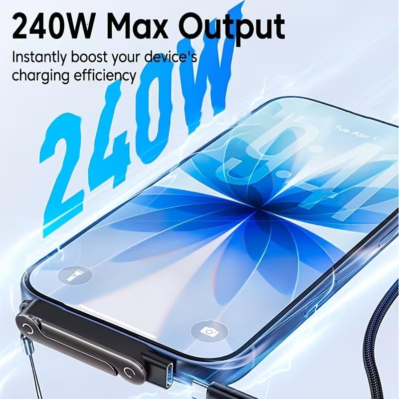 WISTAR 240W Max Fast Charging Folding Stand USB-C Adapter, Two-in-On Design USB-C to Type C Compatible with for iPhone 17 16 15 Pro Max Series, for Samsung, Oppo, Xiaomi and Other USBC Fast Charging Cable - image 4