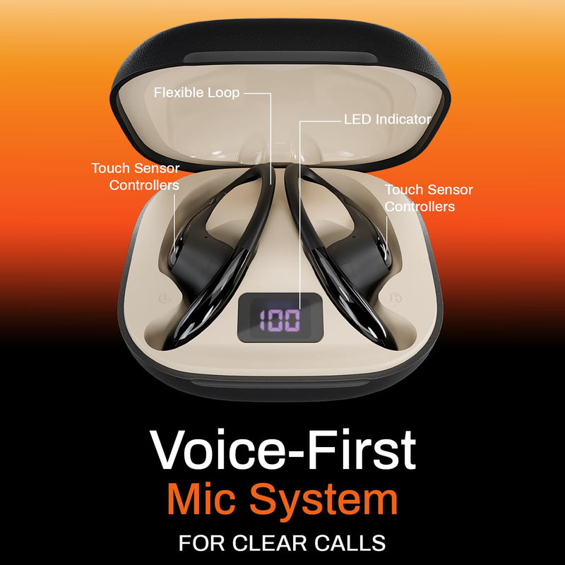 ACwO ACwO DwOTS Sense Pro Open-Ear Wireless Earbuds, Wide-Band up to ANC 42dB, Voice-First Mic System for Clear Calls, 45H Playtime, 12mm Drivers, Dual Connectivity, IPX5, Bluetooth v6.0 TWS (Black) - image 4